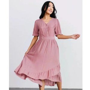 Baltic Born Hannah Midi Dress Cottagecore Bohemian Mauve Prairie Barbiecore